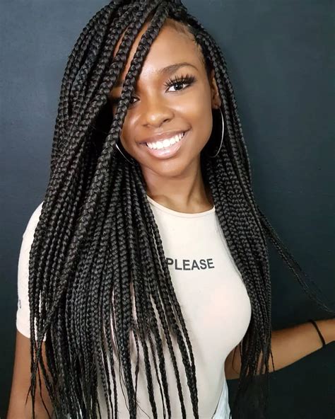 box braid hairstyles for long hair|medium length box braid styles.